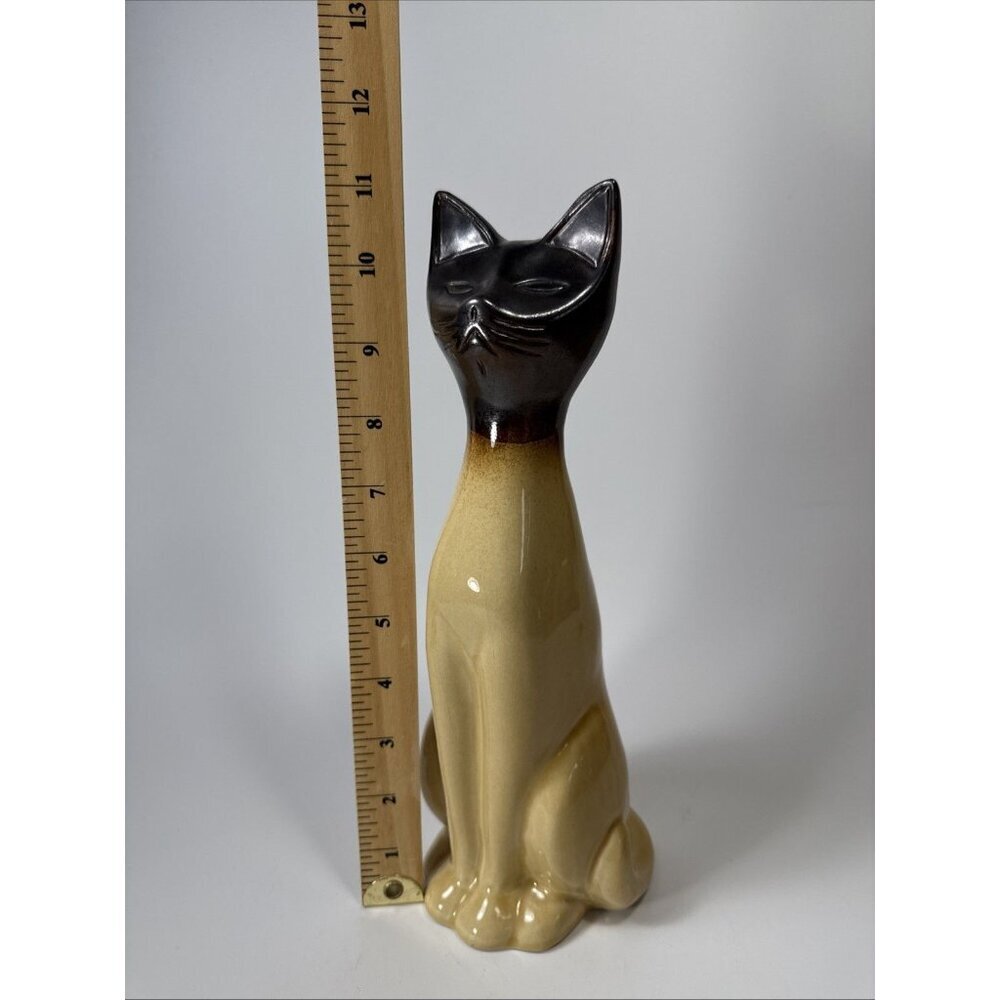 Vtg mcm Ceramic Long 11” Siamese Cat Figure Kitschy Cute - Picture 10 of 10